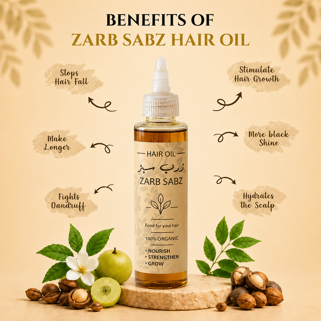 ZarbSabz Premium Herbal Hair Oil | Strong, Healthy & Shiny Hair