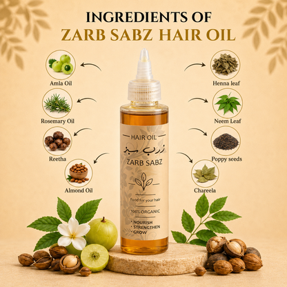 ZarbSabz Premium Herbal Hair Oil | Strong, Healthy & Shiny Hair